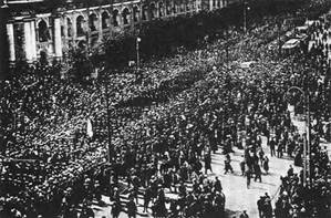 Protestors during the Russian Revolution
