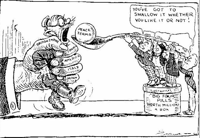 political cartoon about the Treaty of Versailles